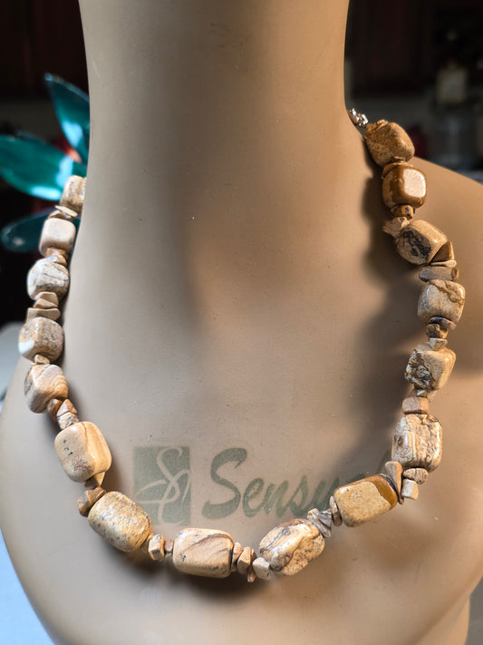 Natural Jasper Necklace Single Strand Faceted Beads