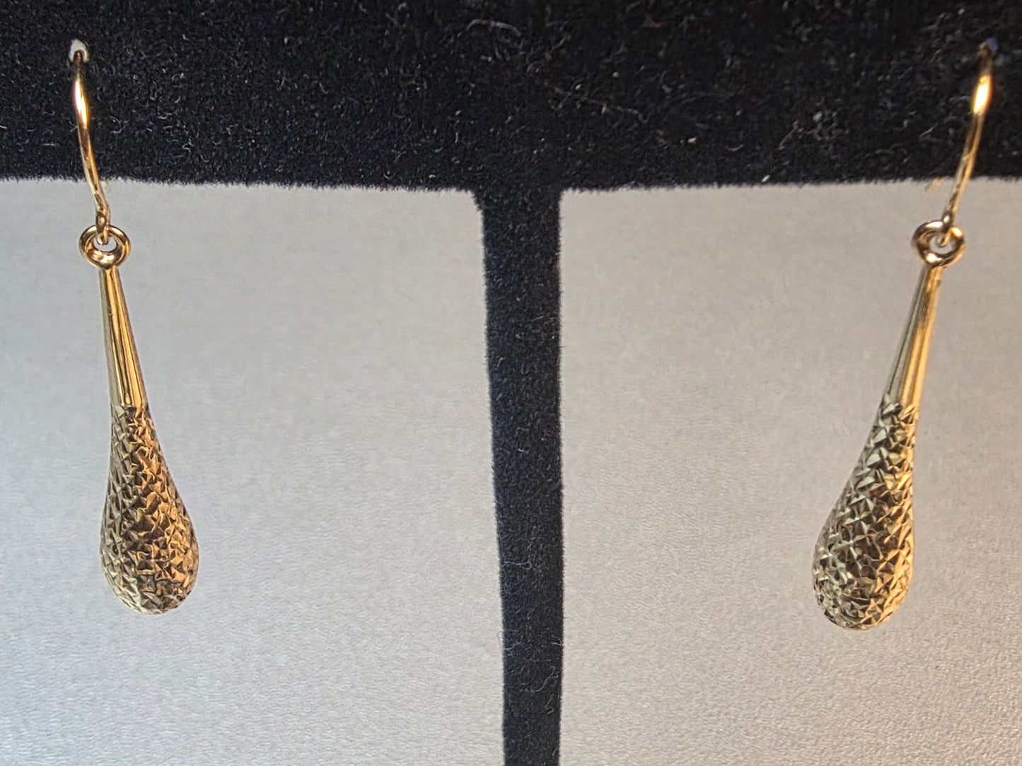 Turkish 10k yellow gold diamond cut teardrop earrings