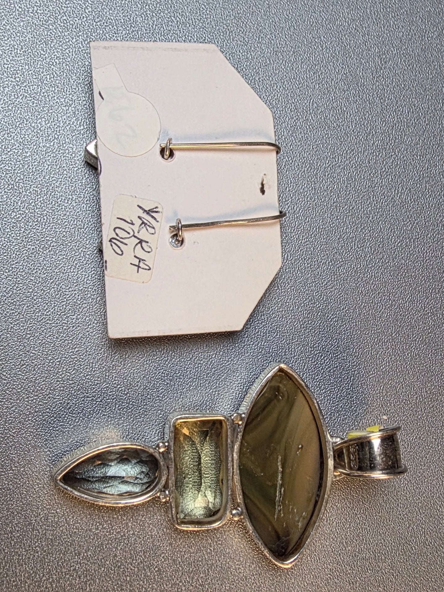 Lemon Smokey Quartz and Crystal Pendant With Vintage Faceted Briolette Sterling Silver 925 Tiered Drop Earrings