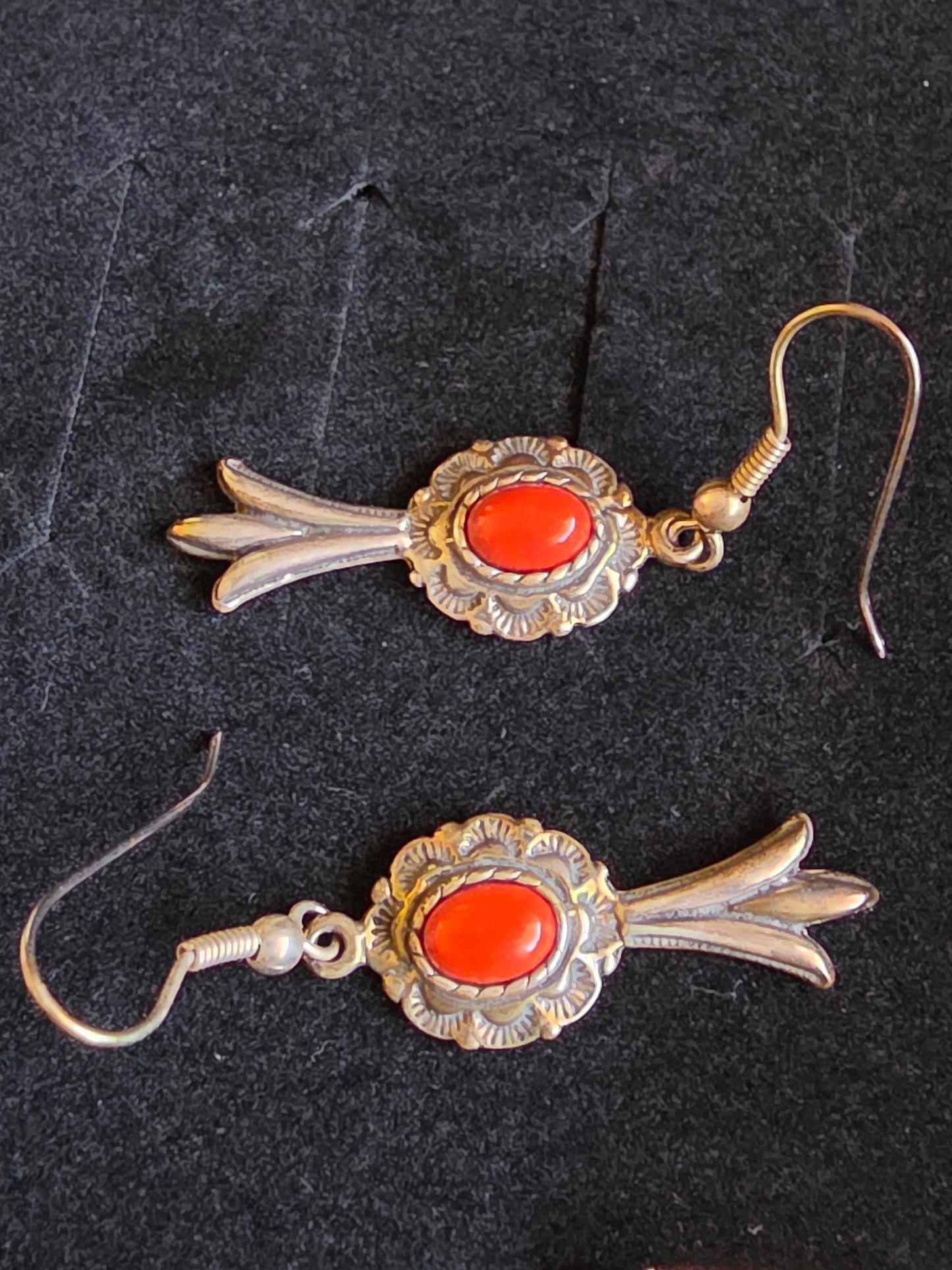 Southwest Sterling Silver Turquoise Earrings w Steel Wires 5 grams.