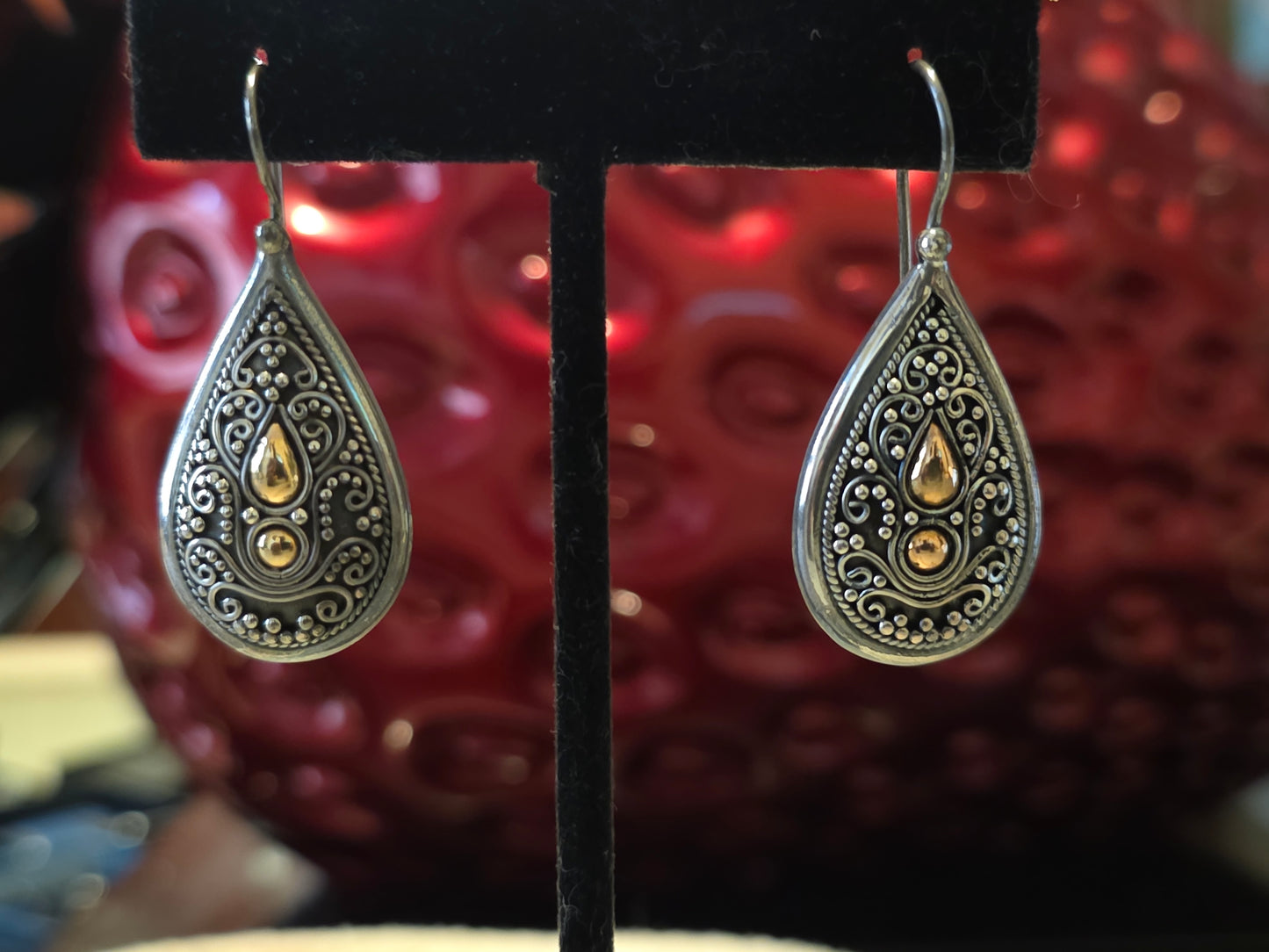 VINTAGE SUARTI BA BALI INDONESIA STERLING SILVER 925 18K GOLD 1 Earrings INDONESIA